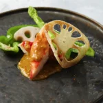 タラバ蟹と季節野菜の自家製マスタード炒め